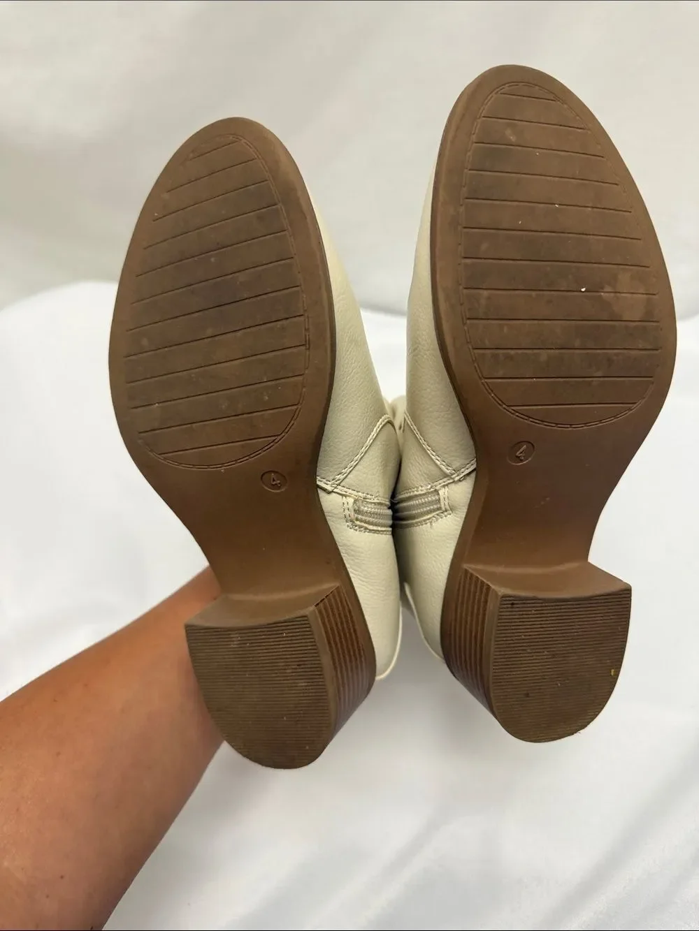 Cream Side-Zip Ankle Booties for Women